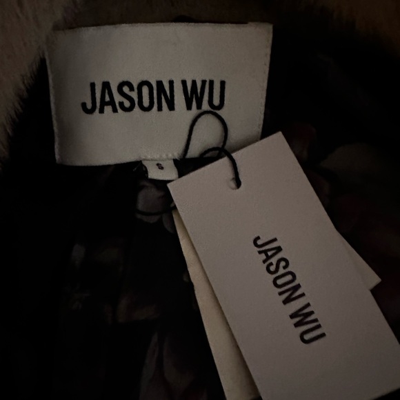 Jason Wu Collection Faux Fur Teddy Coat Ivory Wheat Stand Collar Sz M $425 - Picture 10 of 12